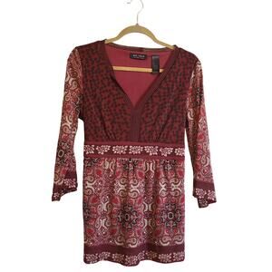 Y2K Axcess Womens Large Boho Babydoll Tie Back Top Fairy Bell Sleeve Whimsigoth